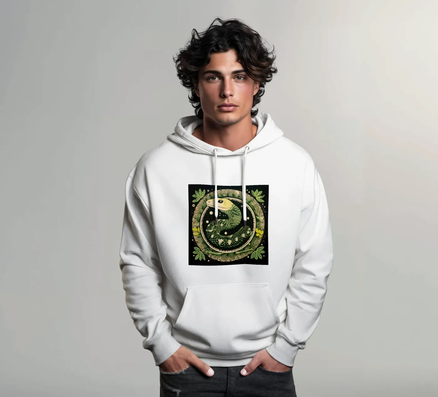 Green Python hoodie by Minimal Animal Art