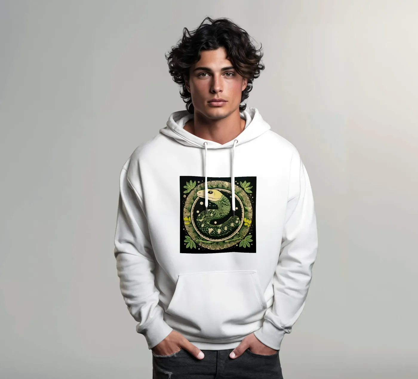 Green Python hoodie by Minimal Animal Art