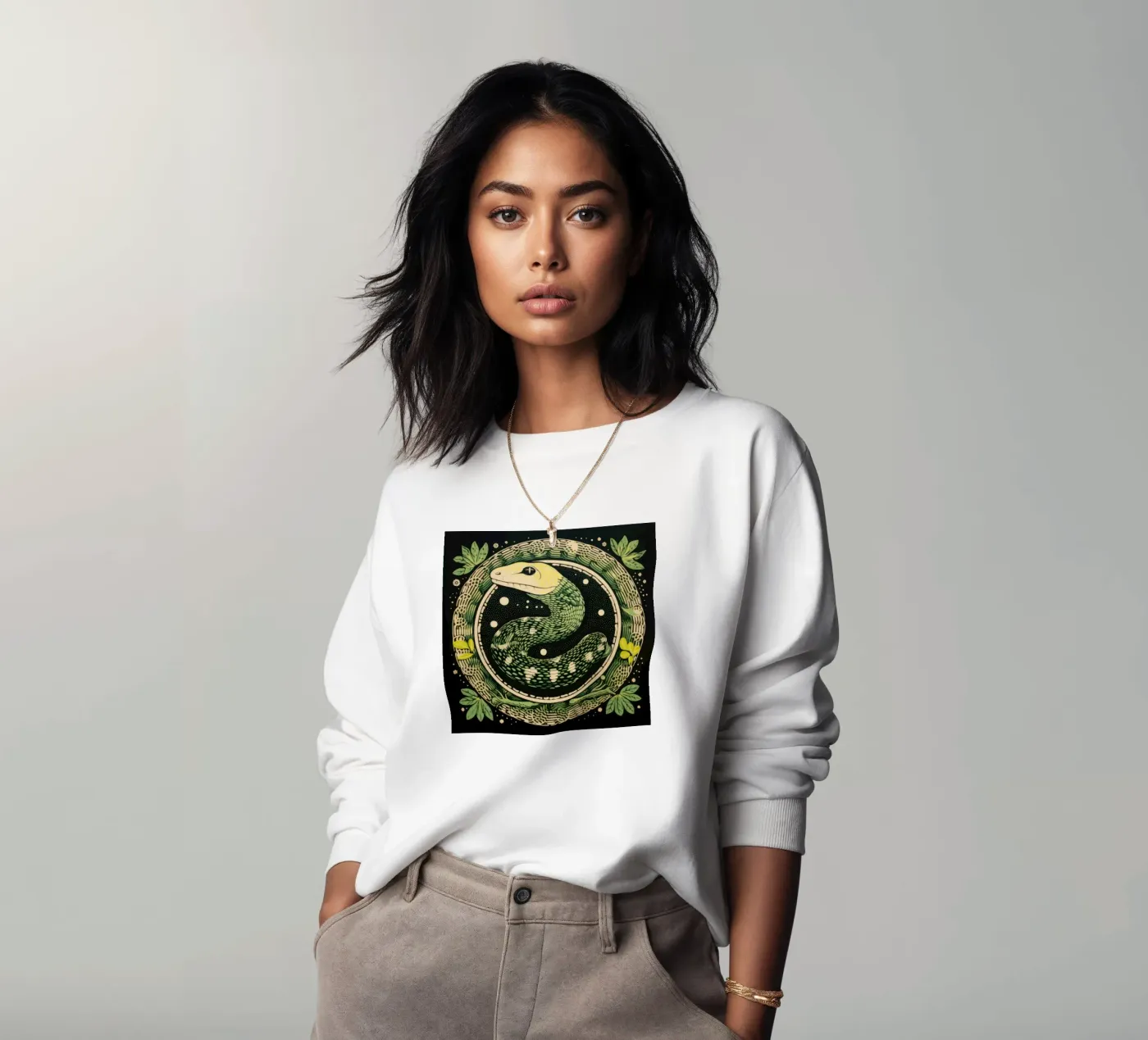 Green Python sweatshirt by Minimal Animal Art