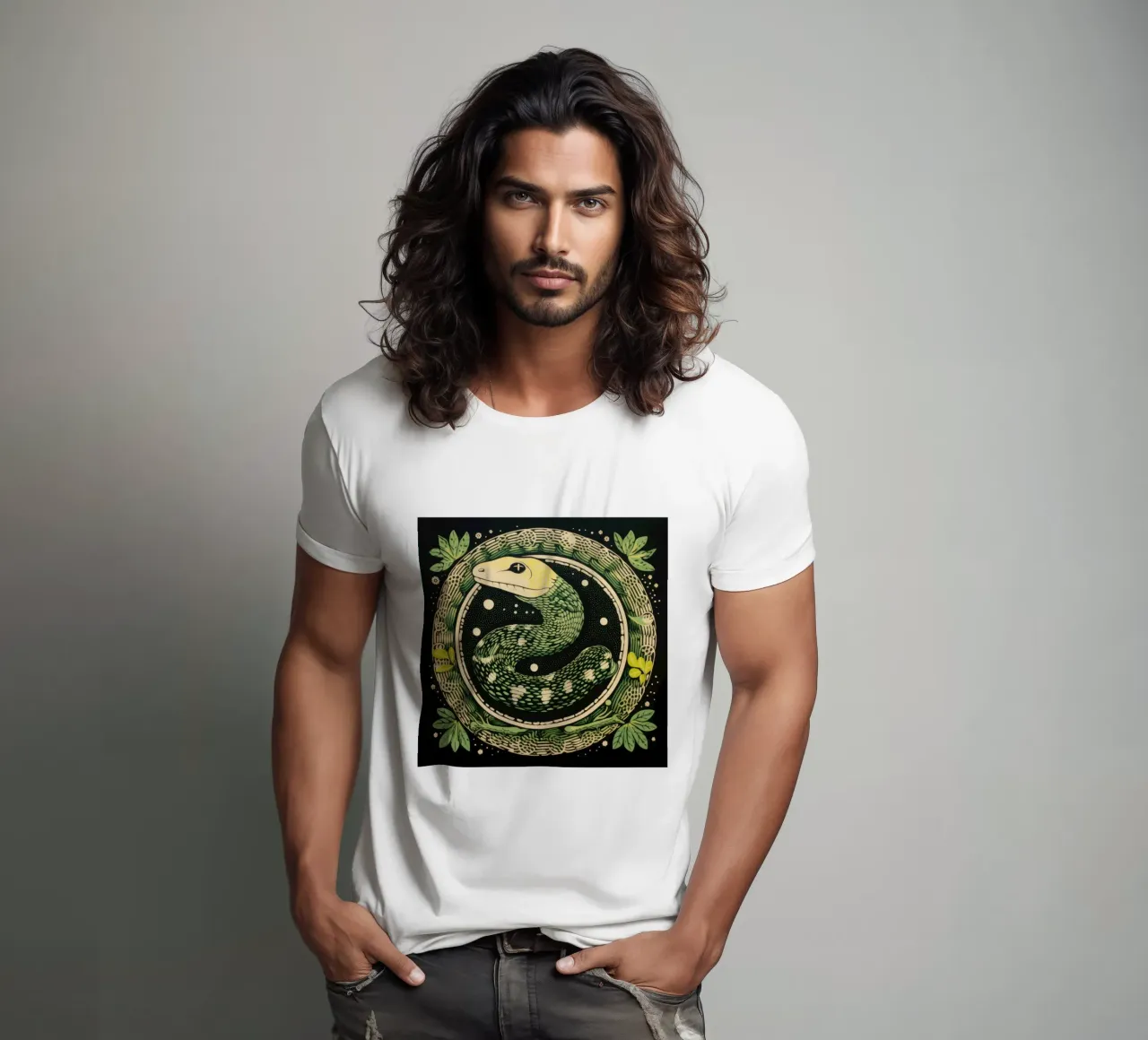 Green Python T-Shirt von Minimal Animal Art
