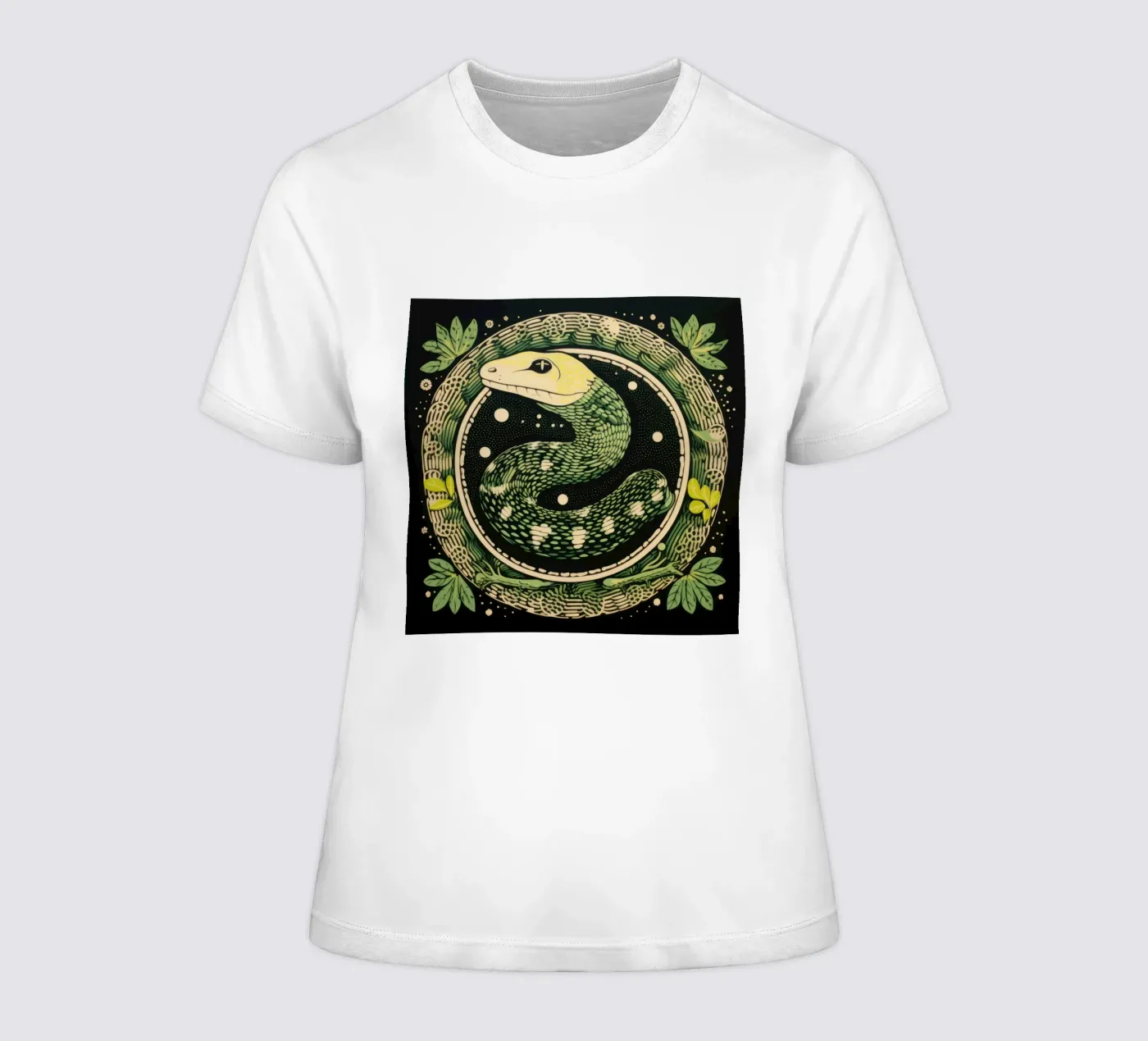 Green Python dames t-shirt getailleerd van Minimal Animal Art