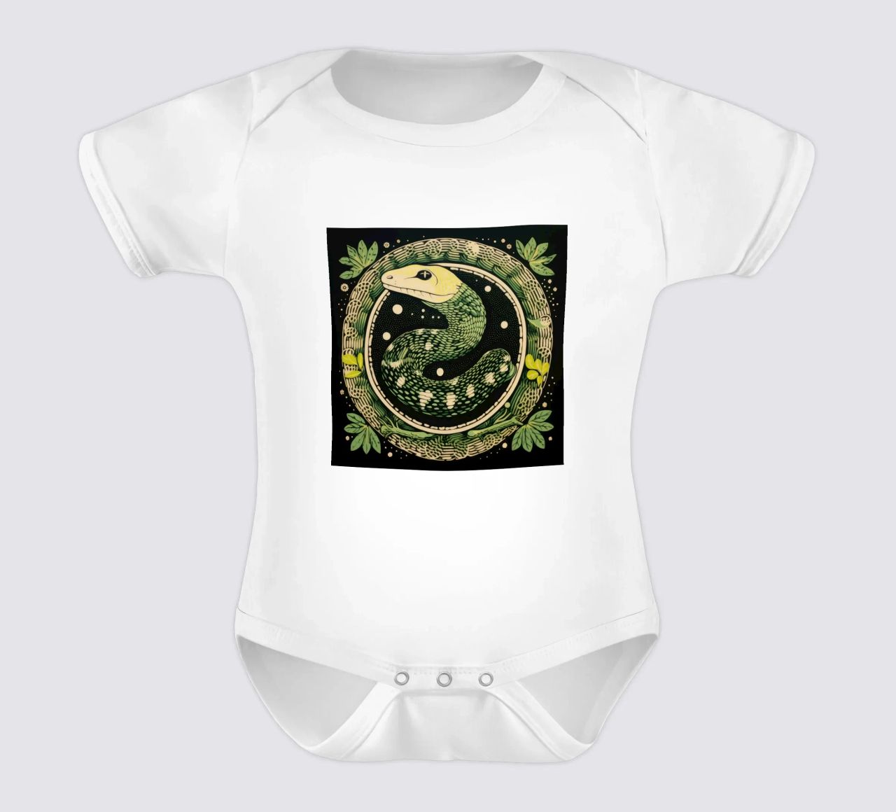 Grüne Python 1 Kurzarm Babybody von Minimal Animal Art