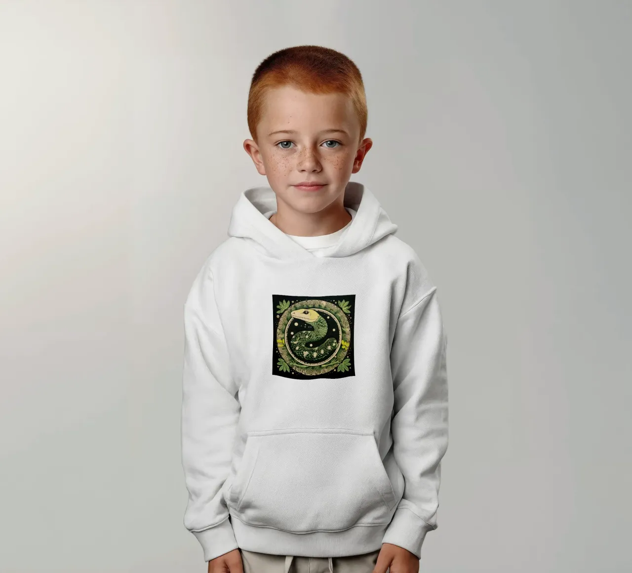 Green Python kinder hoodie van Minimal Animal Art
