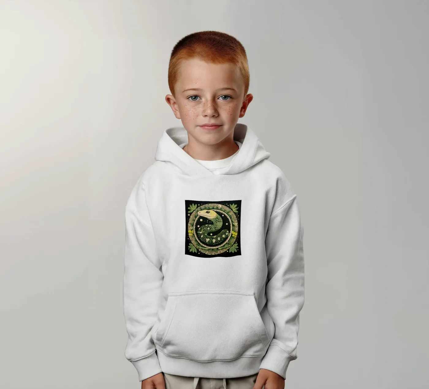 Green Python kinder hoodie van Minimal Animal Art