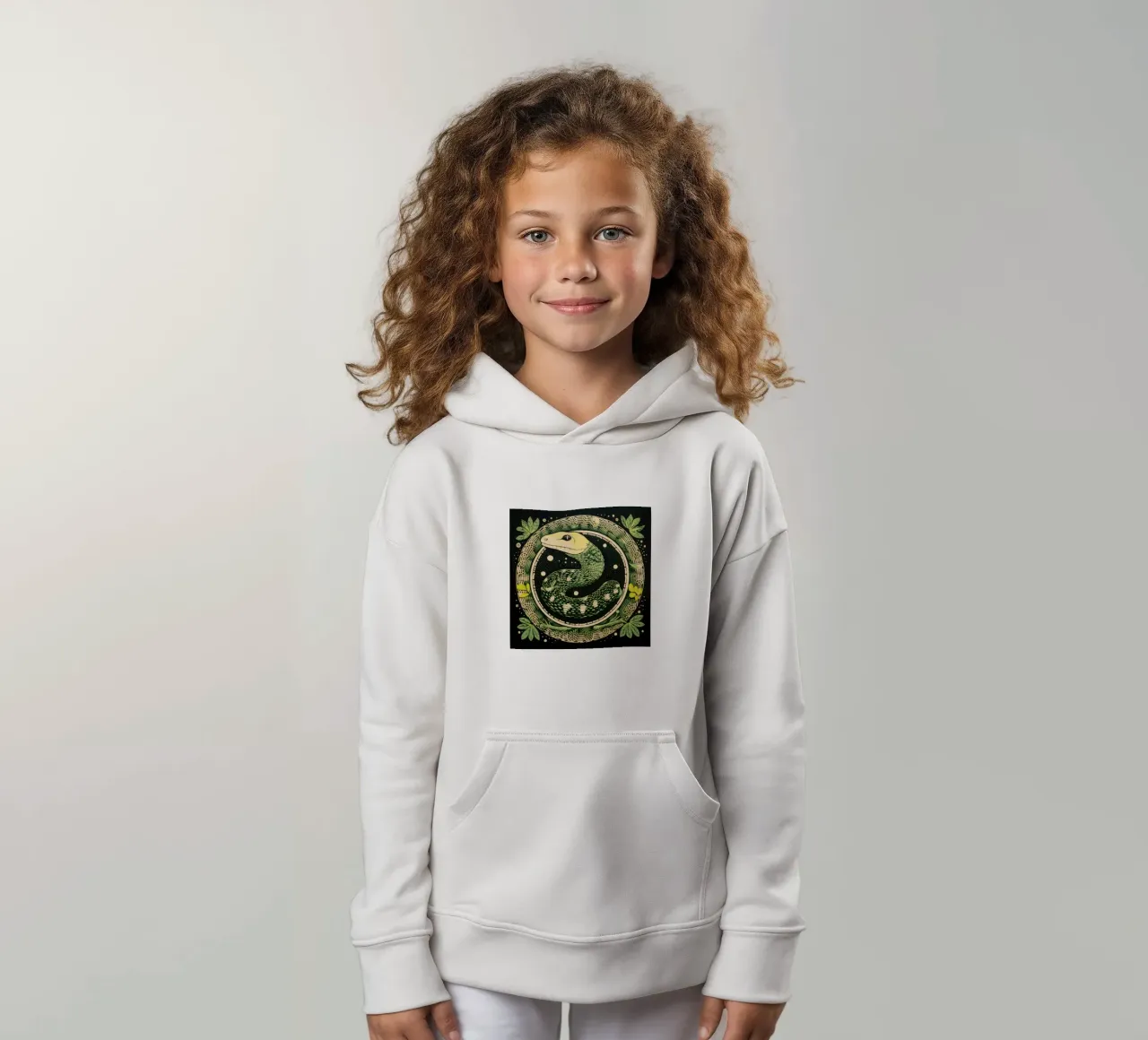 Green Python kinder hoodie van Minimal Animal Art