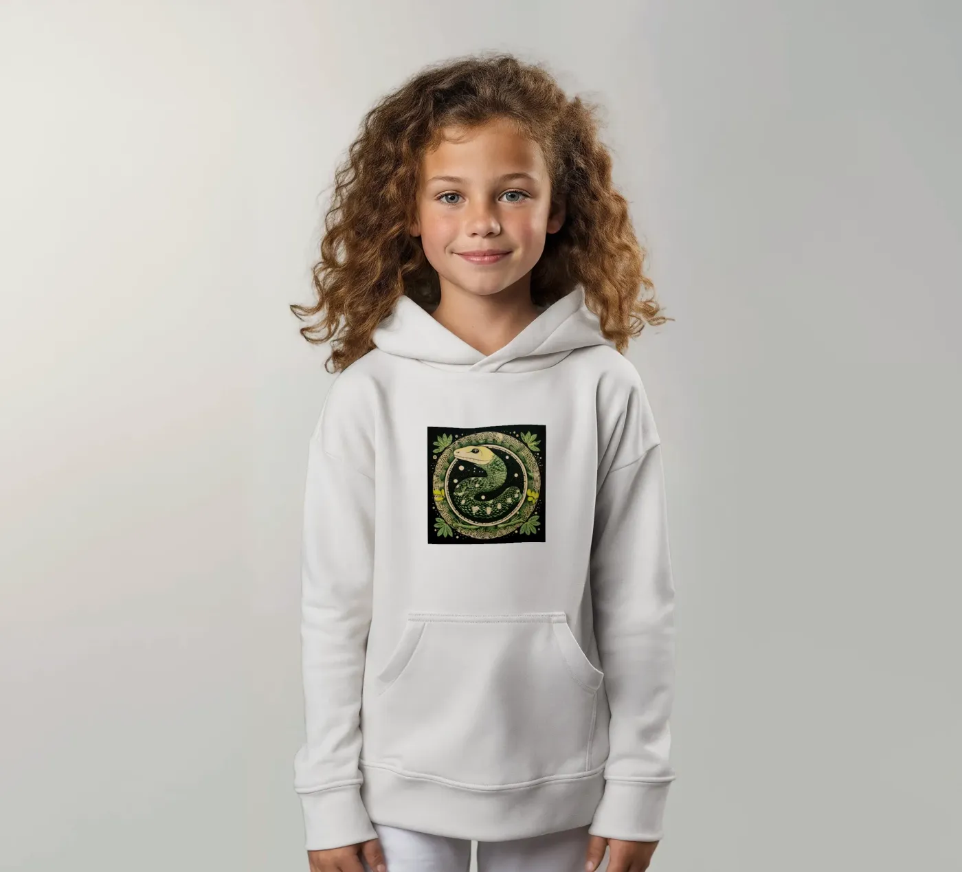 Green Python kinder hoodie van Minimal Animal Art
