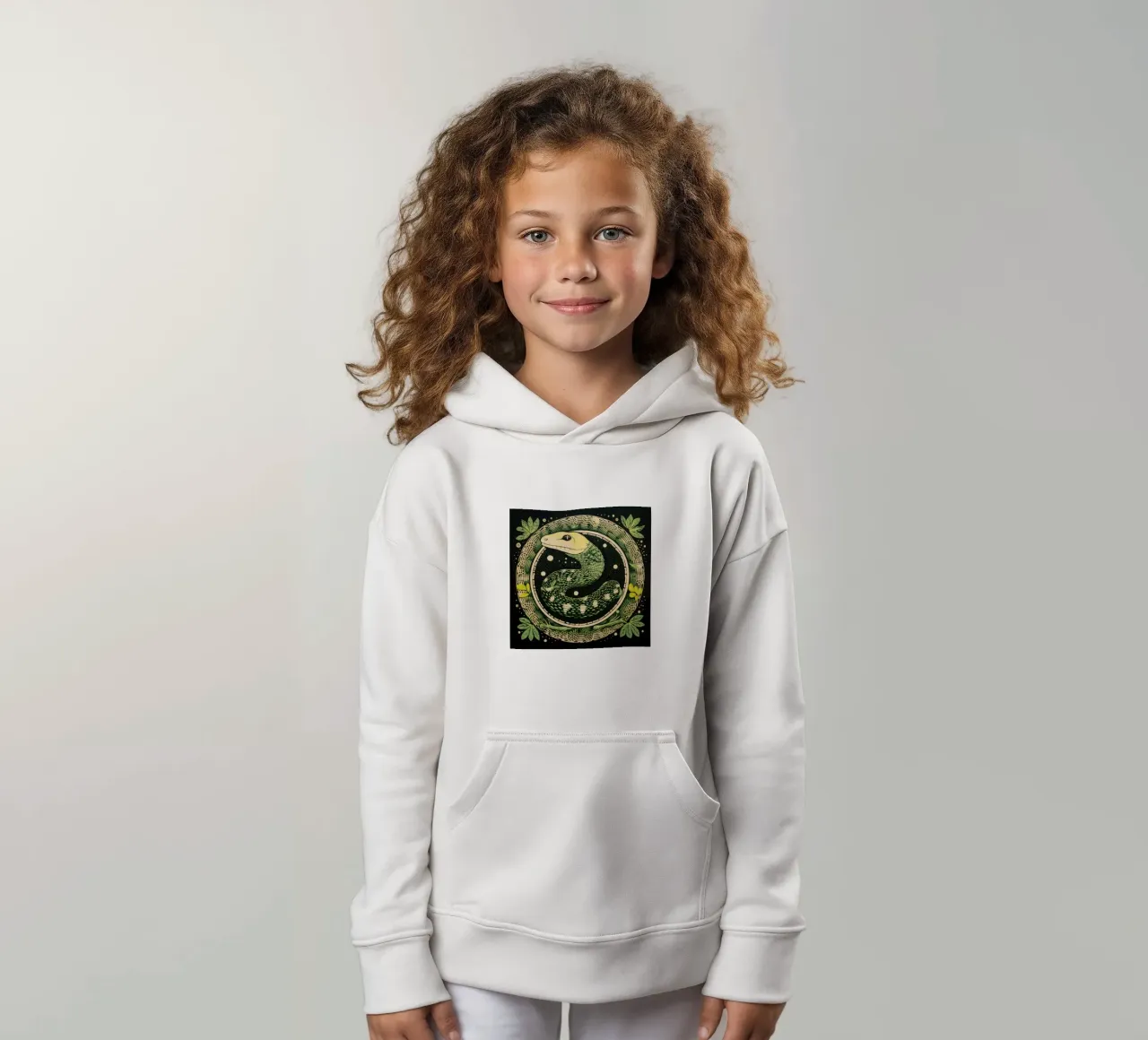 Green Python kinder hoodie van Minimal Animal Art
