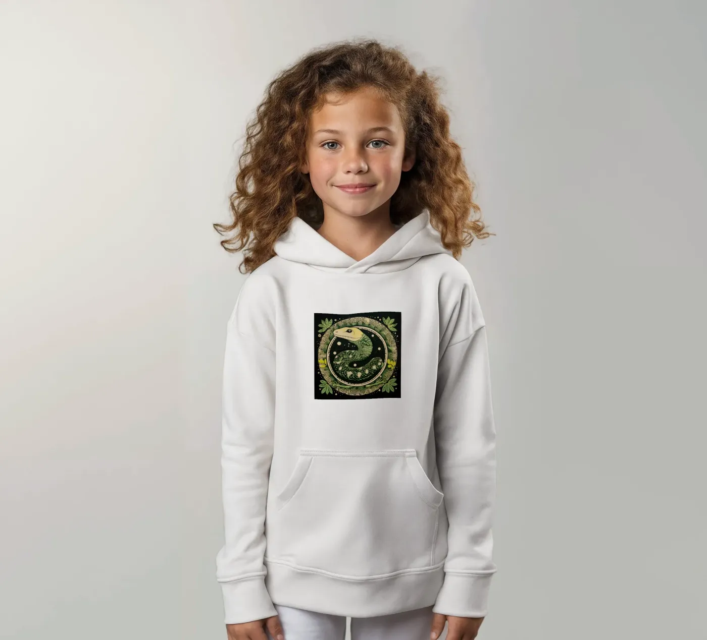 Green Python kinder hoodie van Minimal Animal Art