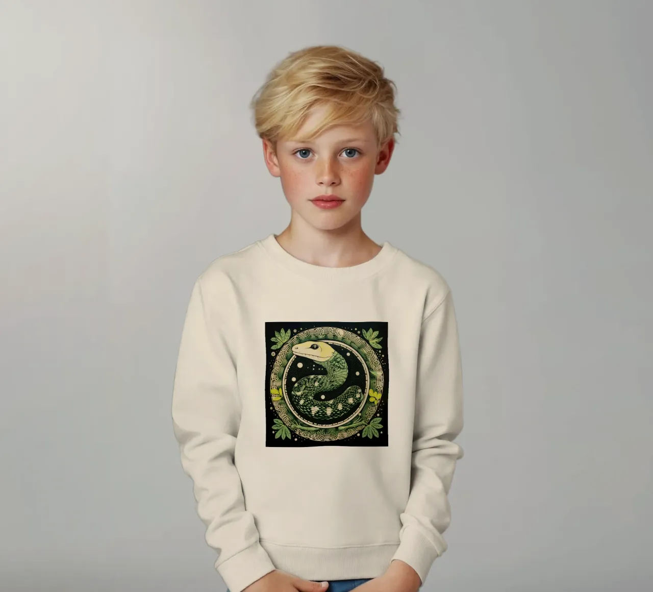 Green Python Kinder Sweatshirt von Minimal Animal Art