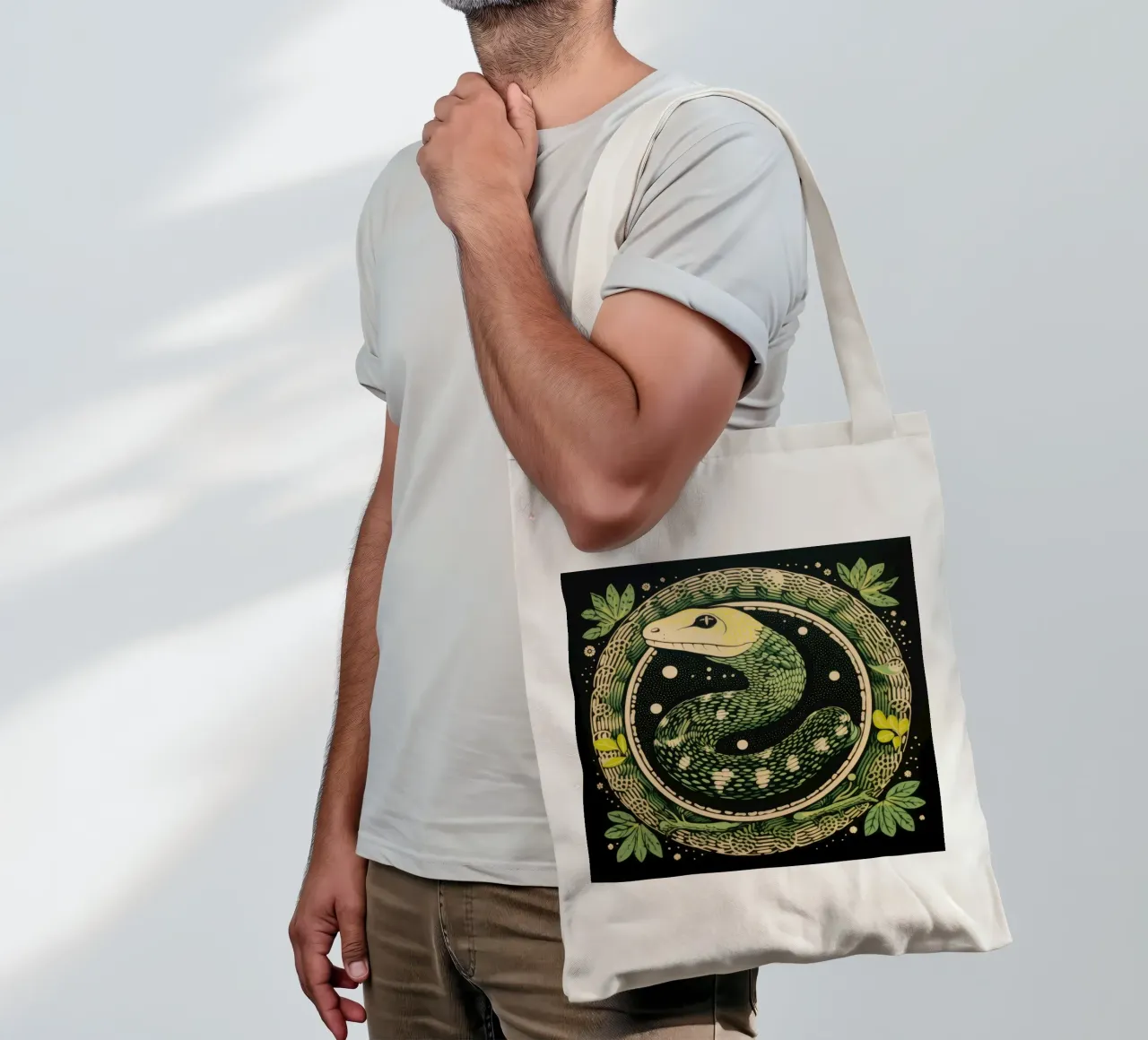Green Python tote bag de Minimal Animal Art