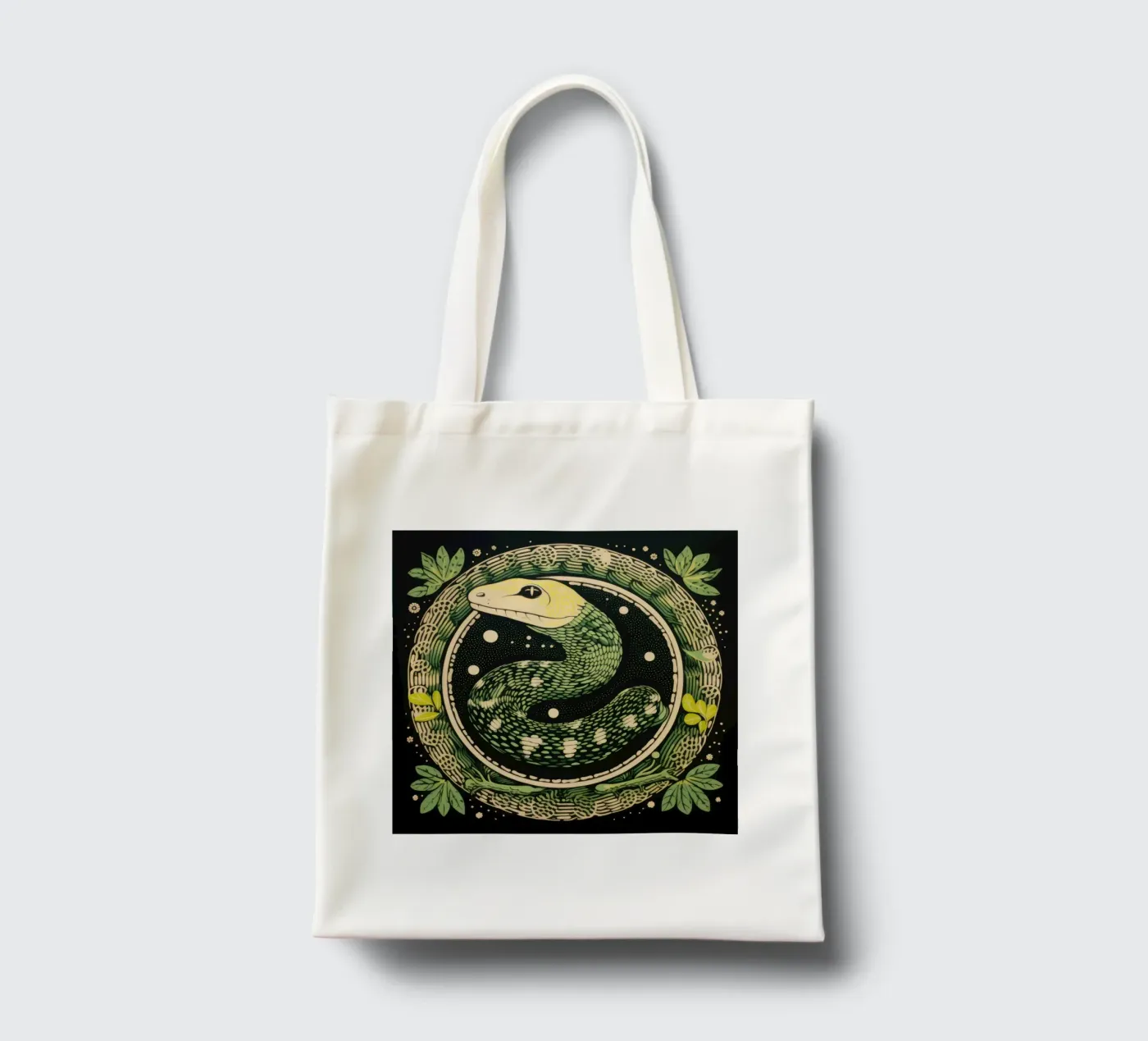 Green Python tote bag by Minimal Animal Art
