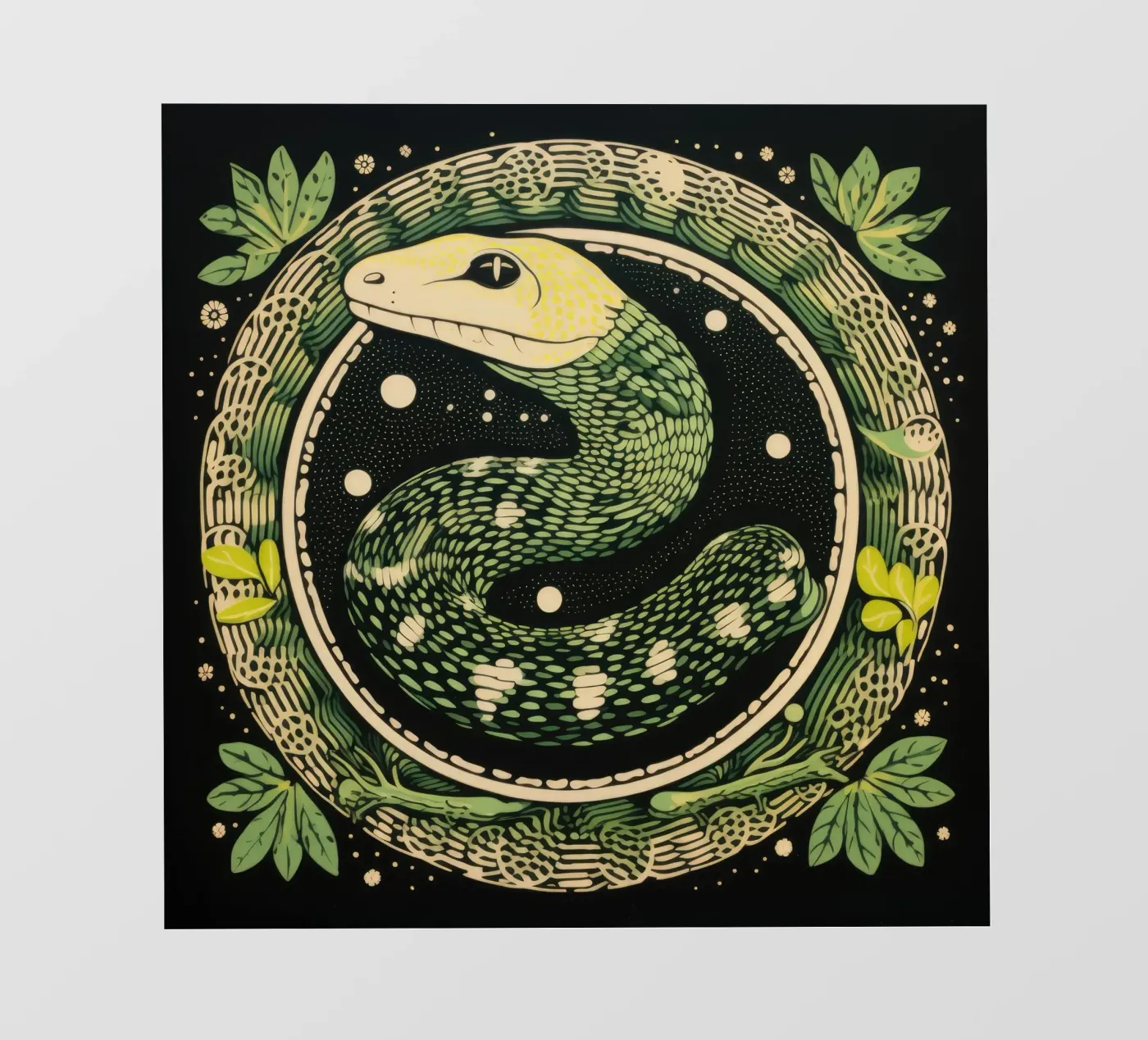 Green Python fotobehang van Minimal Animal Art