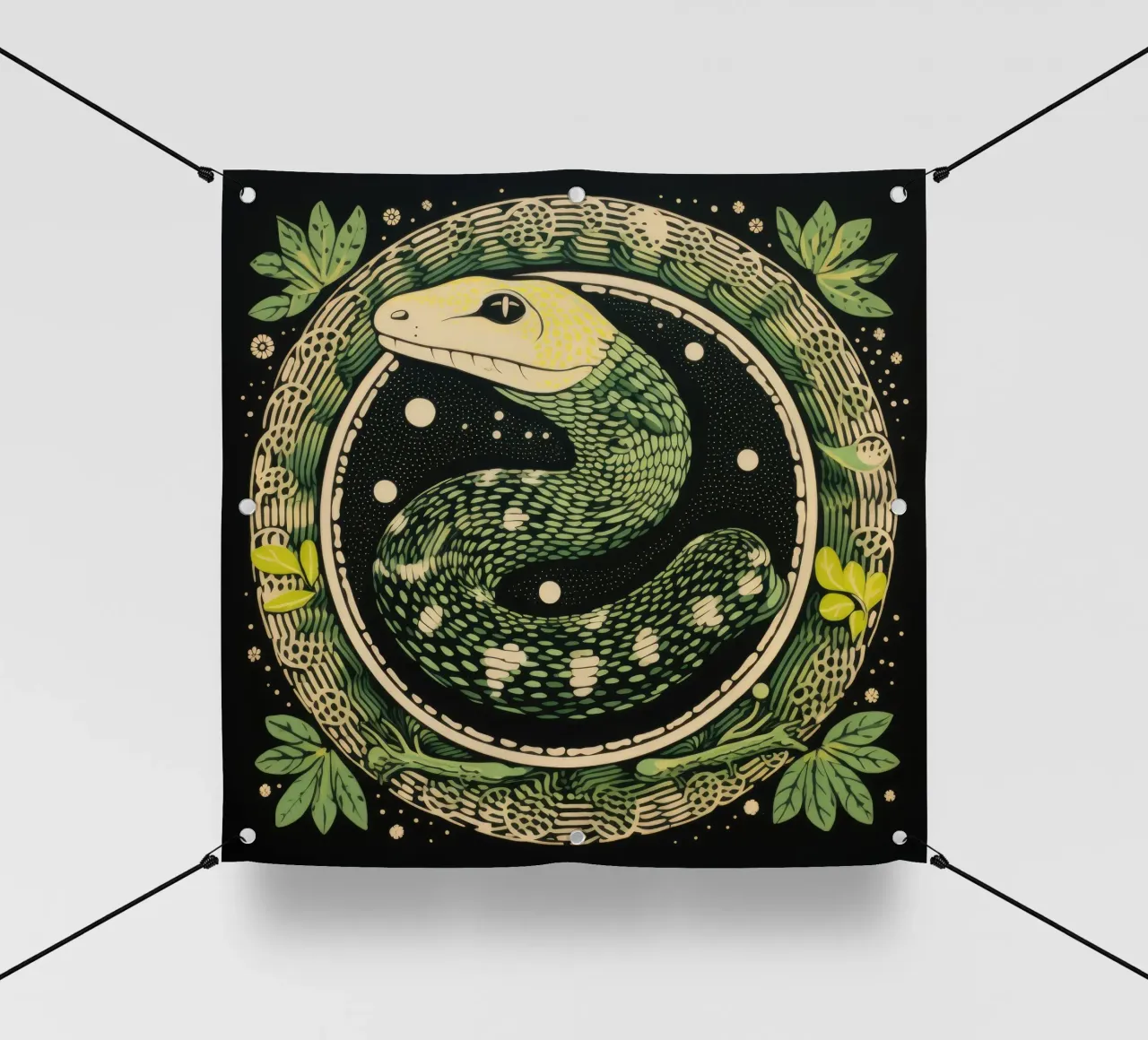 Python vert 1 bâche pvc de Minimal Animal Art