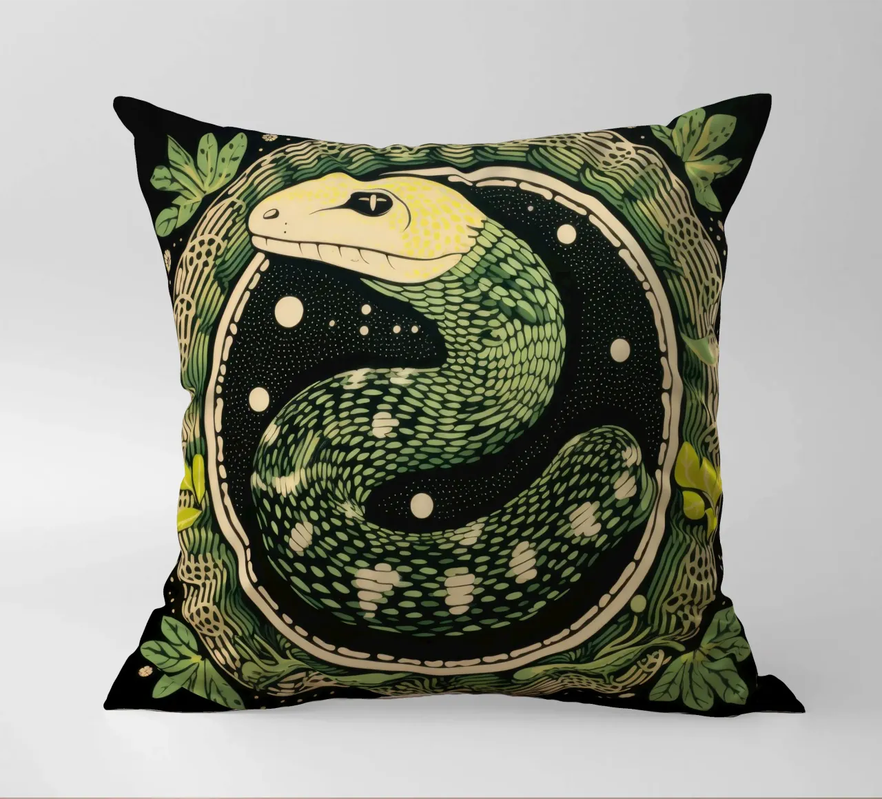 Python vert 1 coussin de Minimal Animal Art