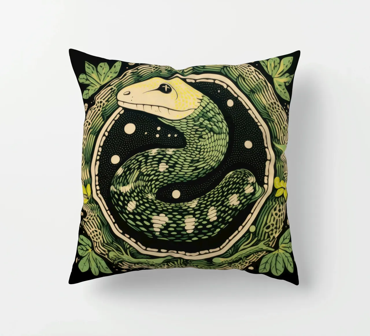 Python vert 1 coussin de Minimal Animal Art
