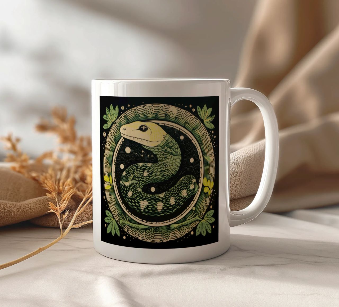 Python vert 1 mug en céramique de Minimal Animal Art