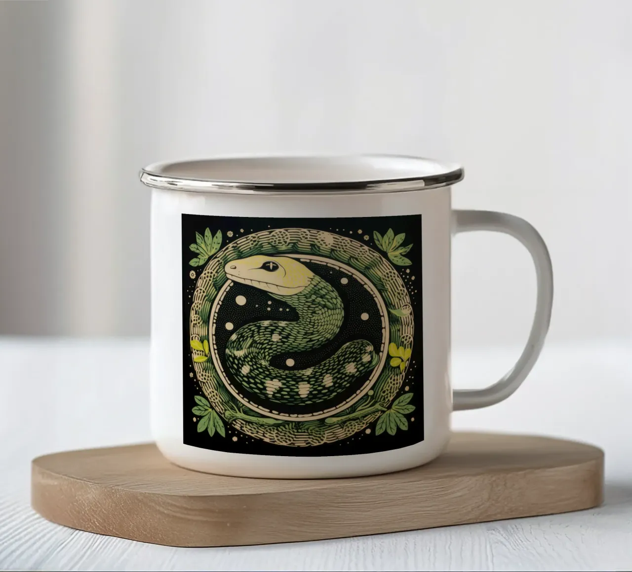 Pitone verde 1 tazza in smalto da Minimal Animal Art