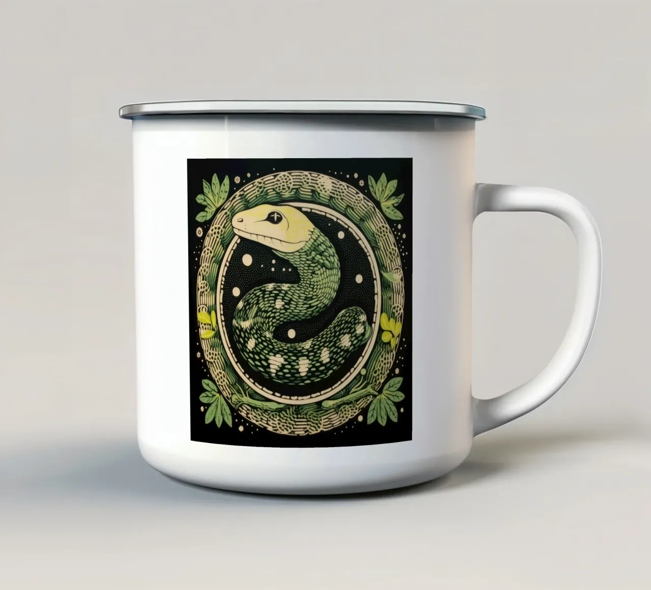 Pitone verde 1 tazza in smalto da Minimal Animal Art