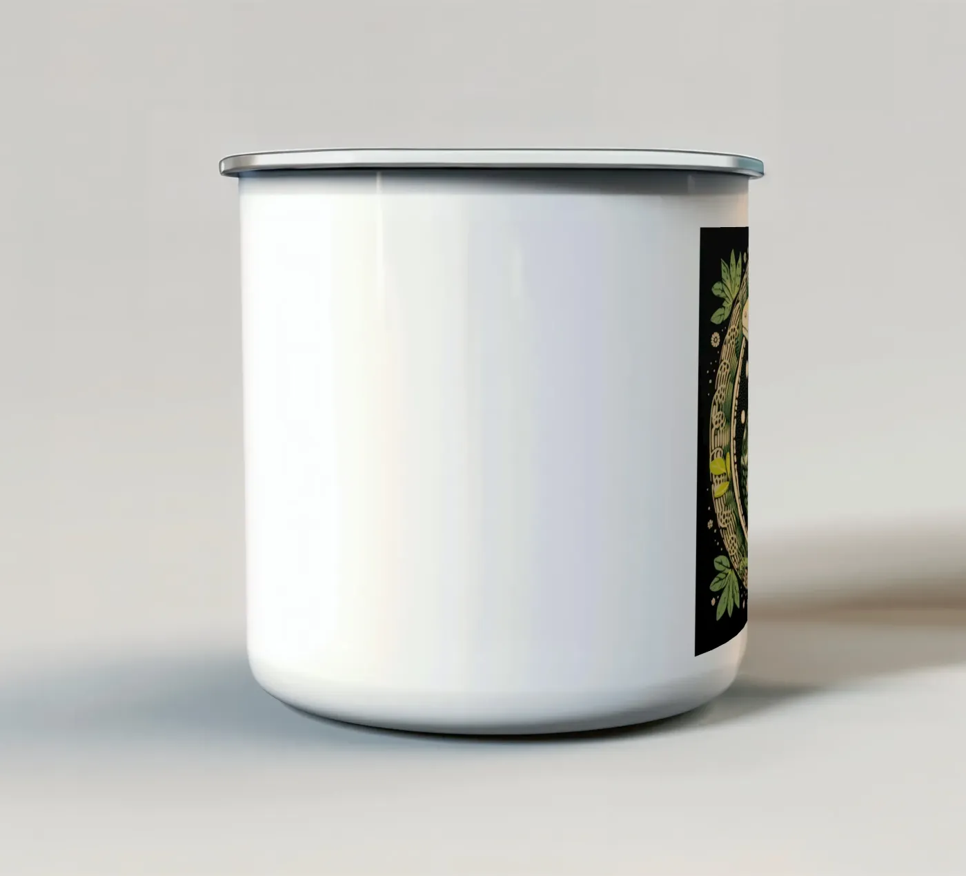 Green Python enamel mug by Minimal Animal Art