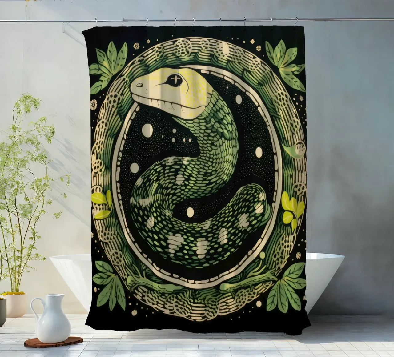 Green Python rideau de douche de Minimal Animal Art