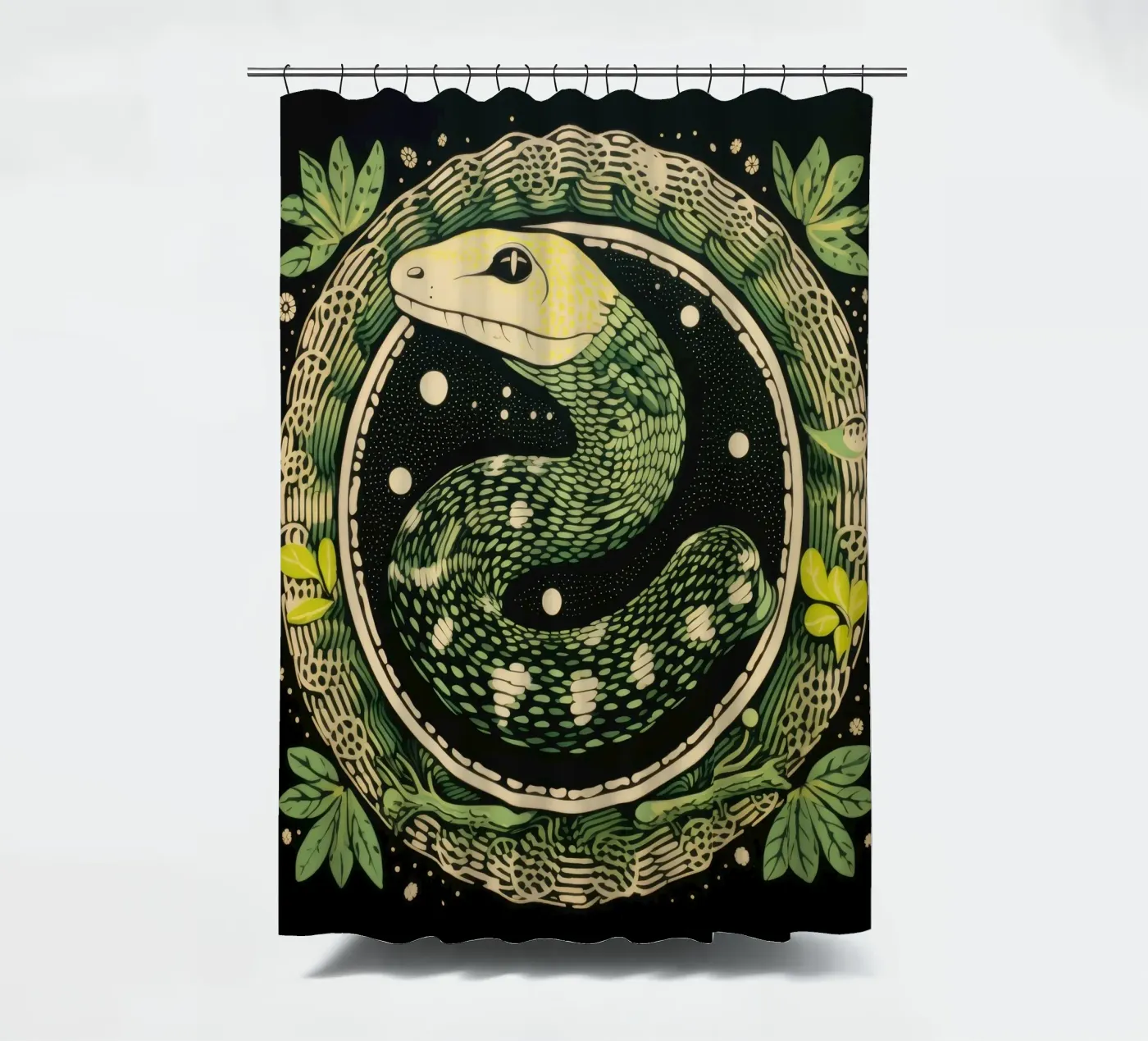 Green Python douchegordijn van Minimal Animal Art