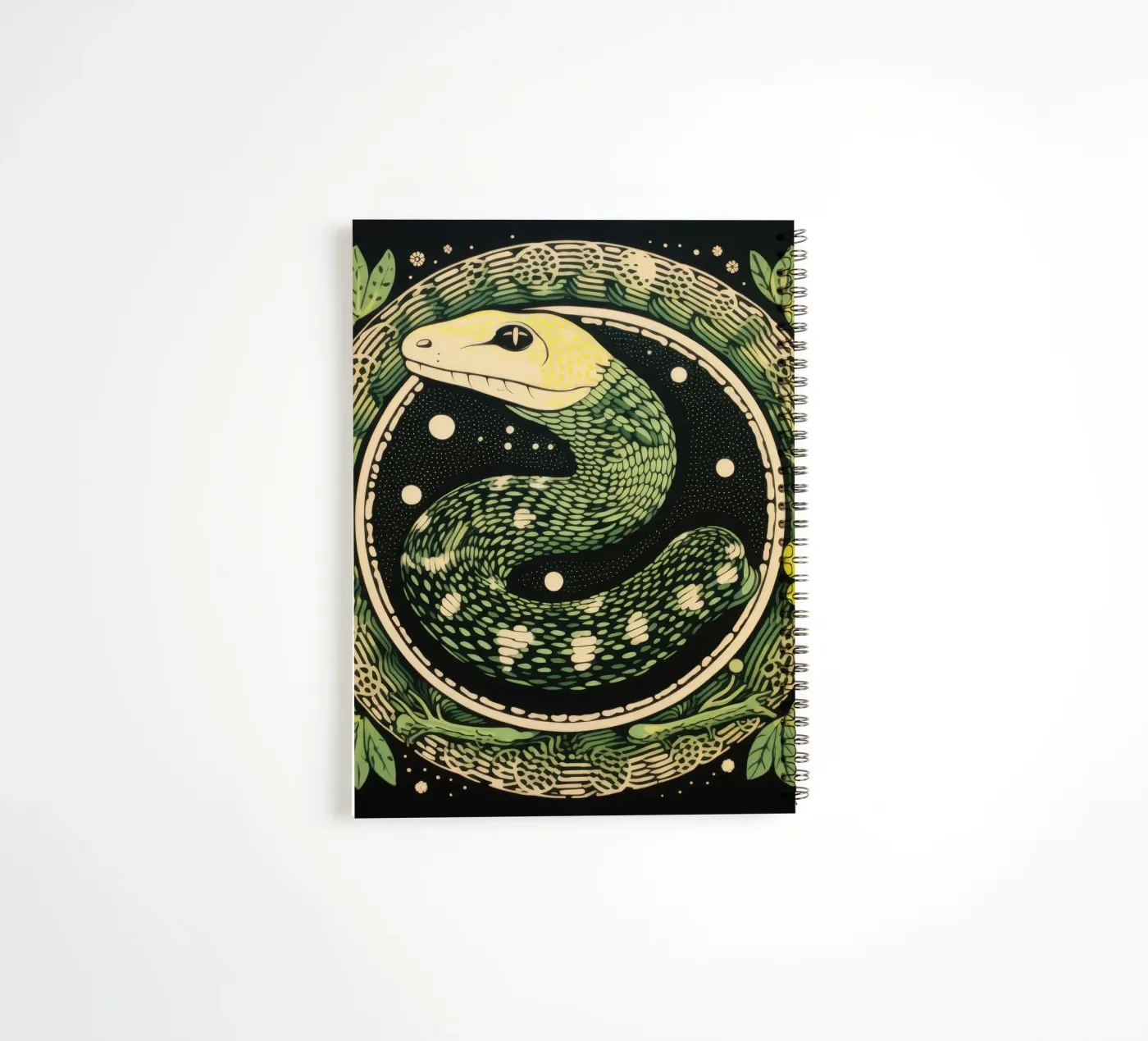 Python vert carnet à spirale de Minimal Animal Art