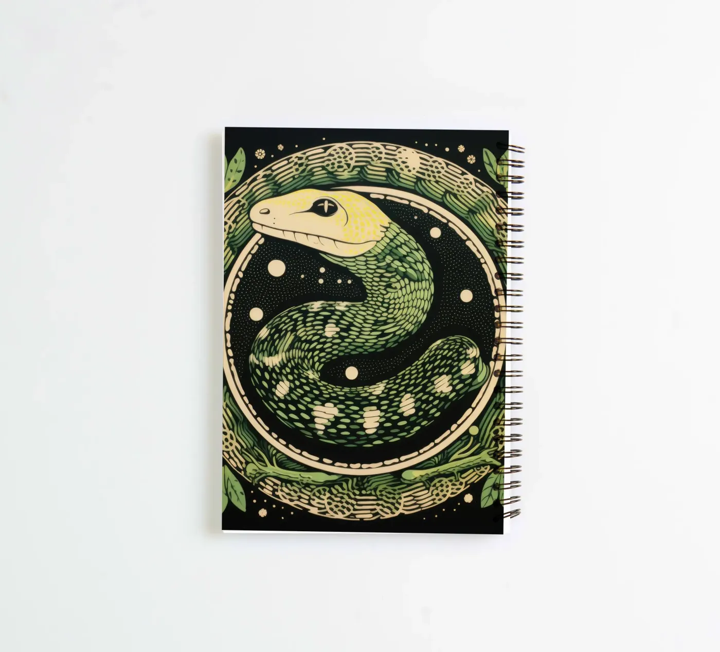 Python vert carnet à spirale de Minimal Animal Art