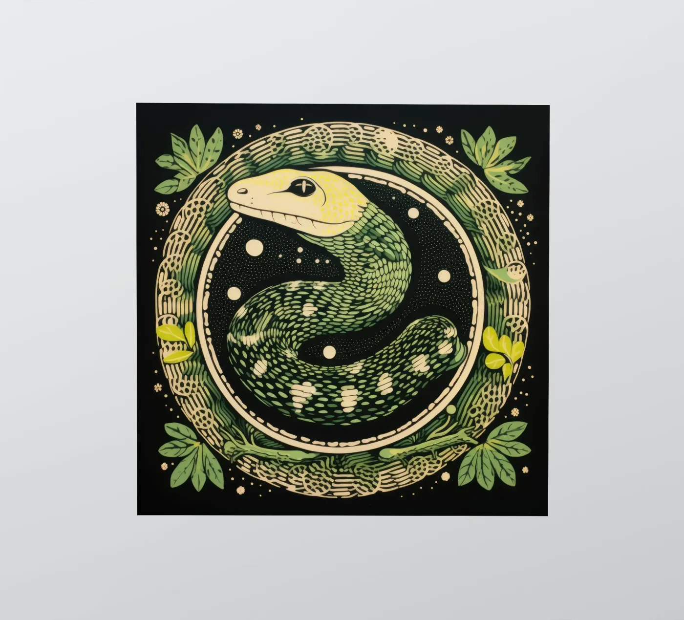 Green Python sticker van Minimal Animal Art