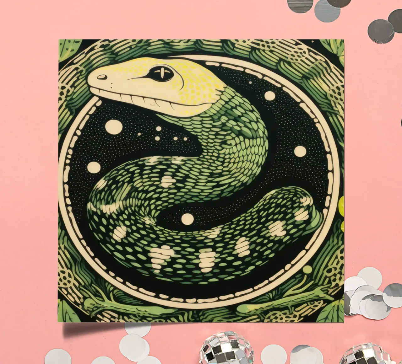 Green Python planche autocollant de Minimal Animal Art