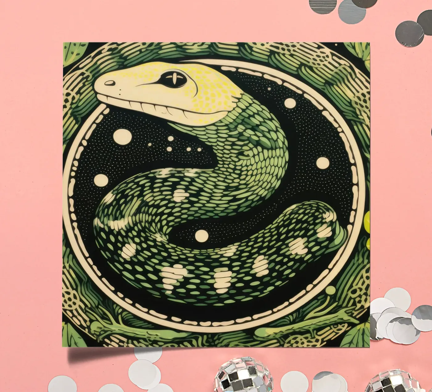 Green Python sticker sheet by Minimal Animal Art