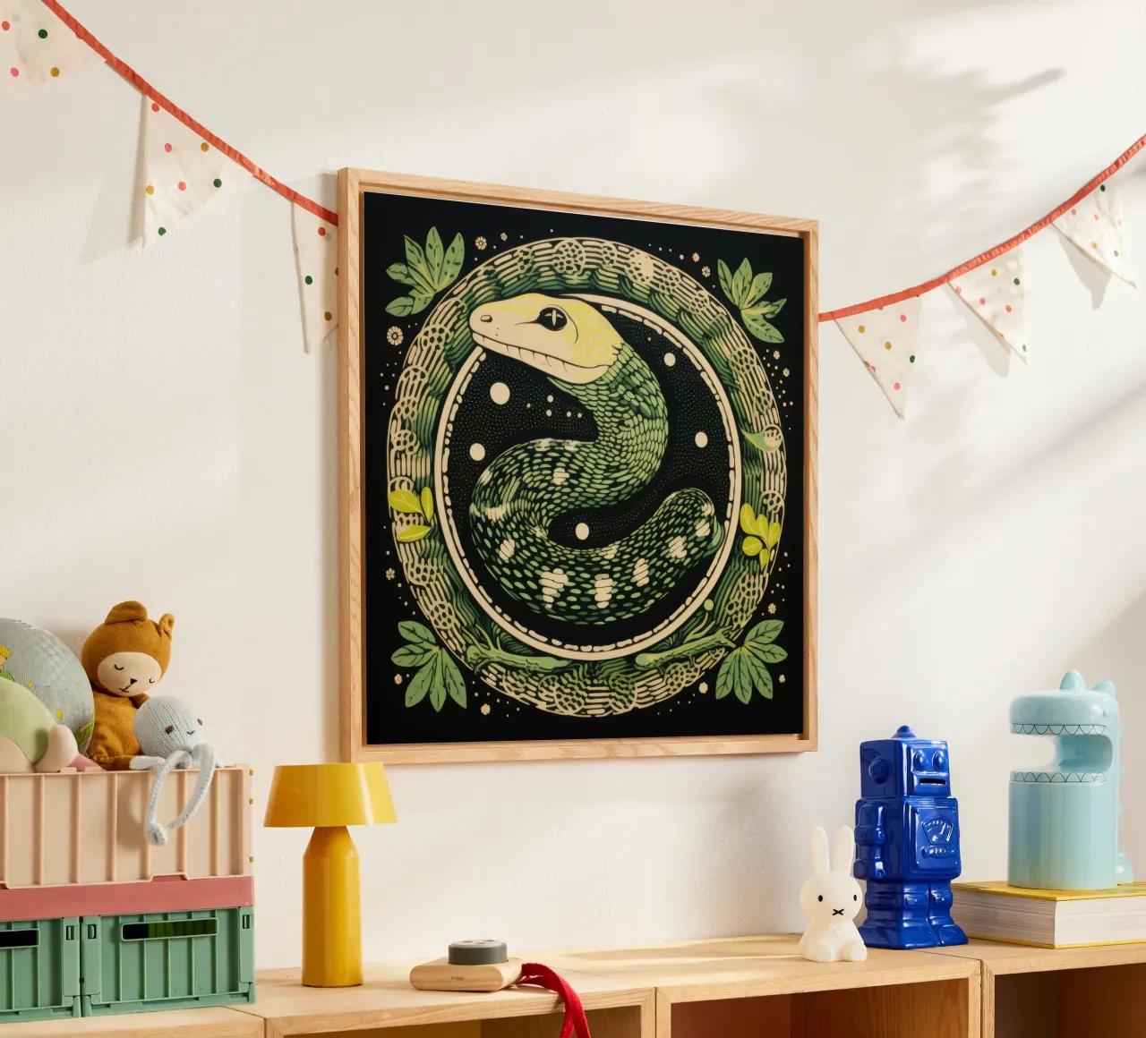 Green Python Acryl-Glas von Minimal Animal Art