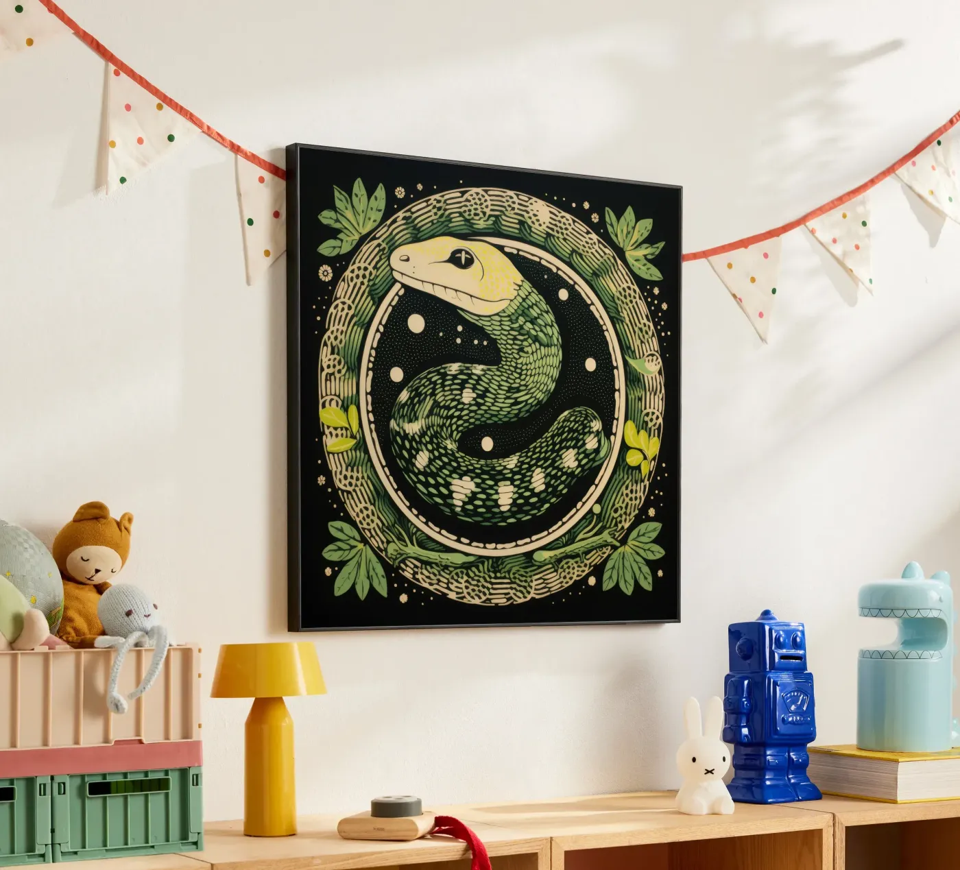 Green Python forex plate by Minimal Animal Art