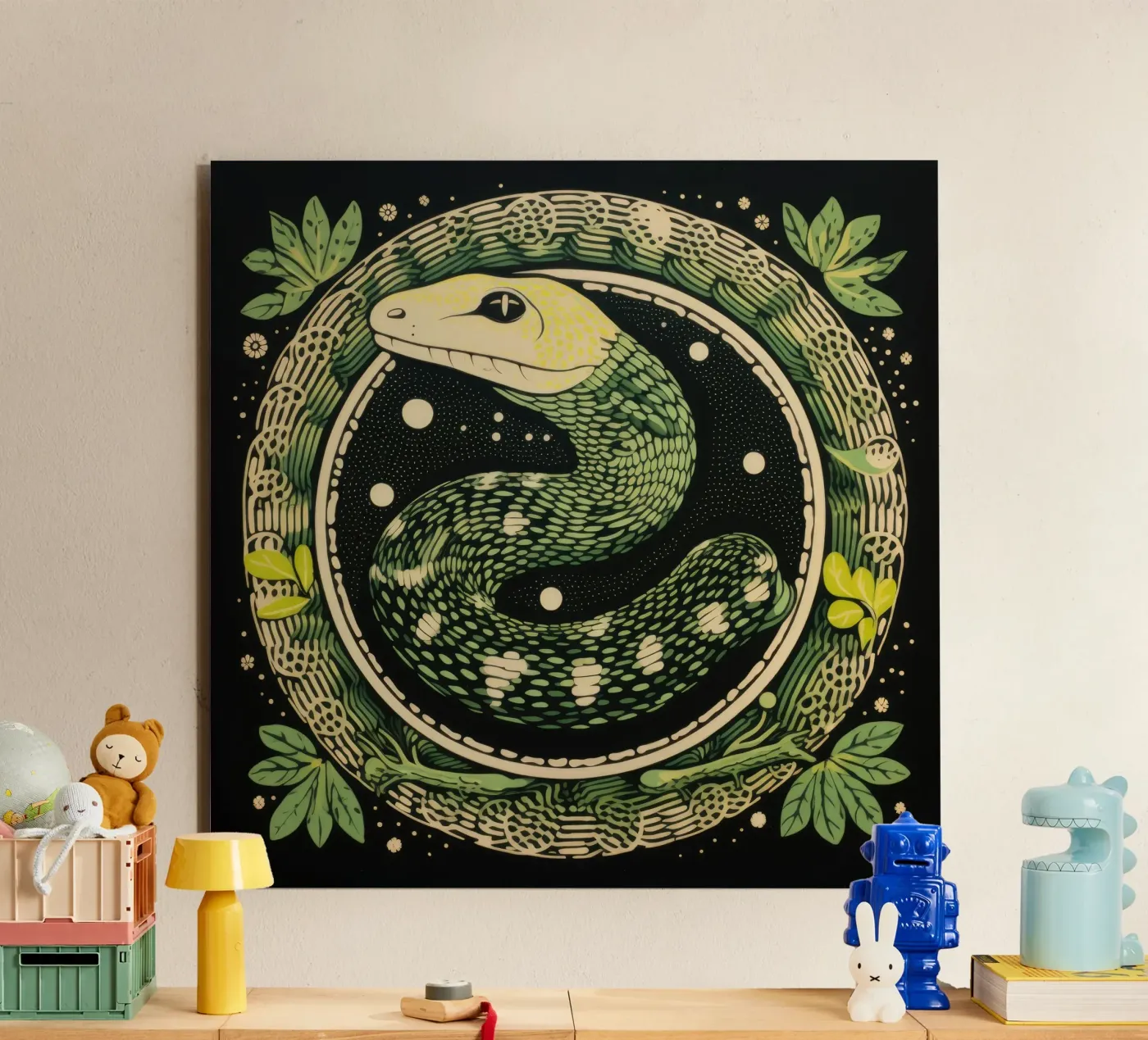 Green Python forex plate by Minimal Animal Art