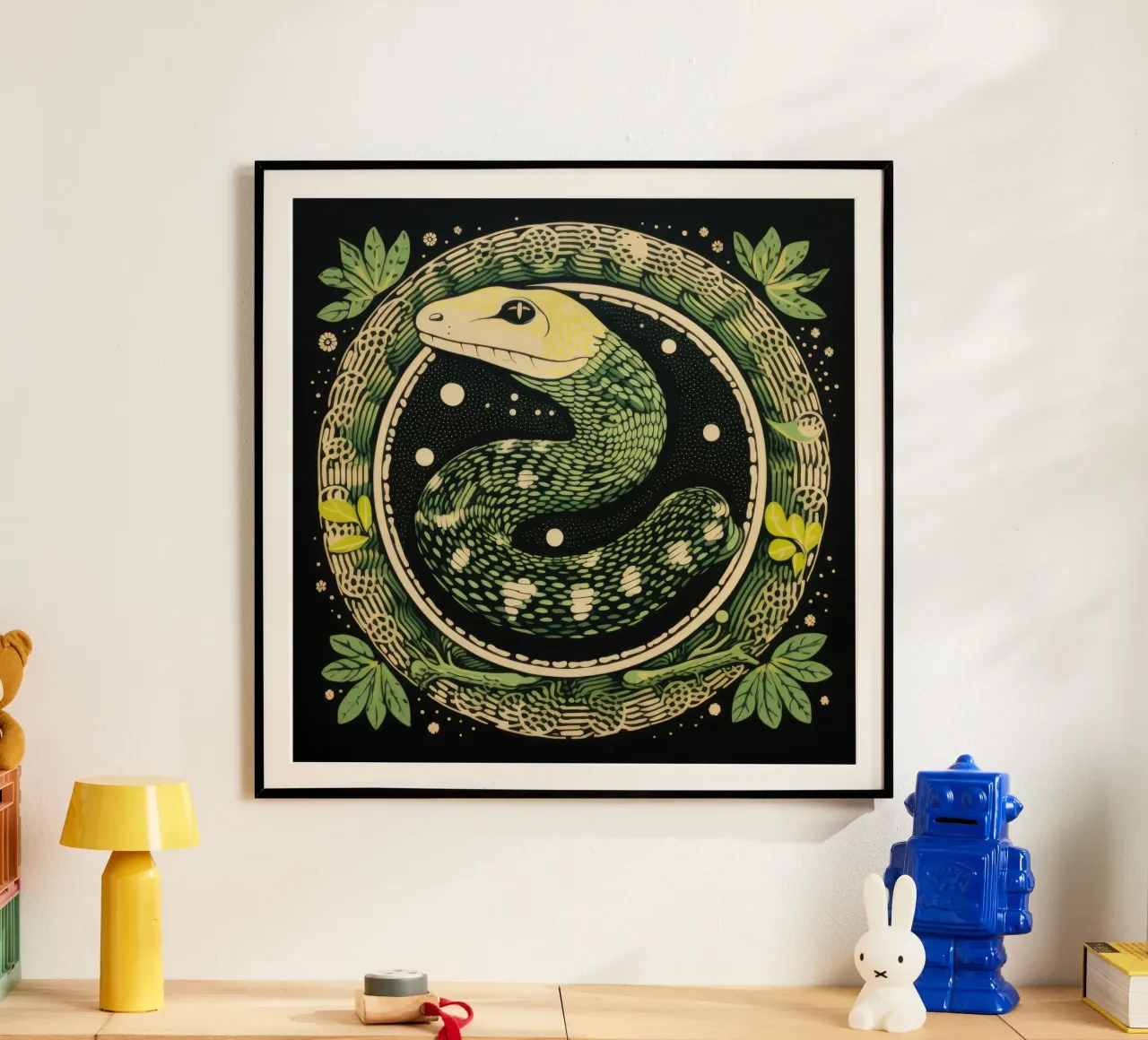 Grüne Python 1 Hahnemühle von Minimal Animal Art