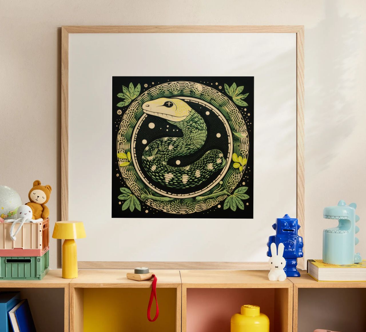Grüne Python 1 Hahnemühle von Minimal Animal Art