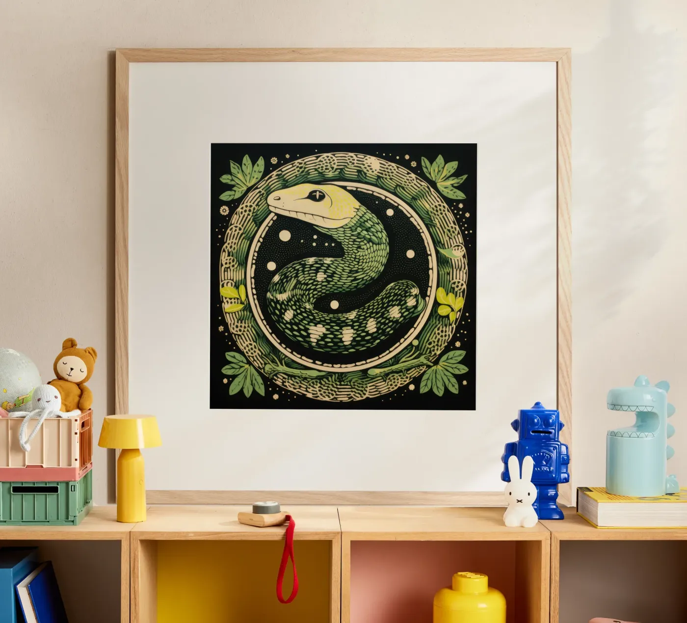 Green Python poster by Minimal Animal Art