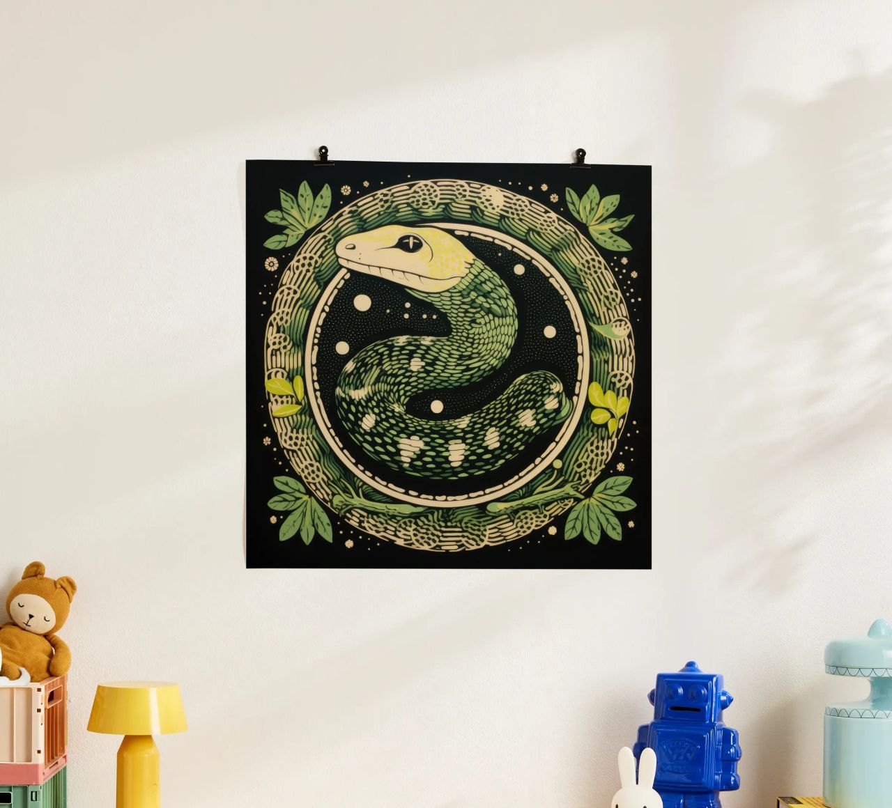Grüne Python 1 Hahnemühle von Minimal Animal Art