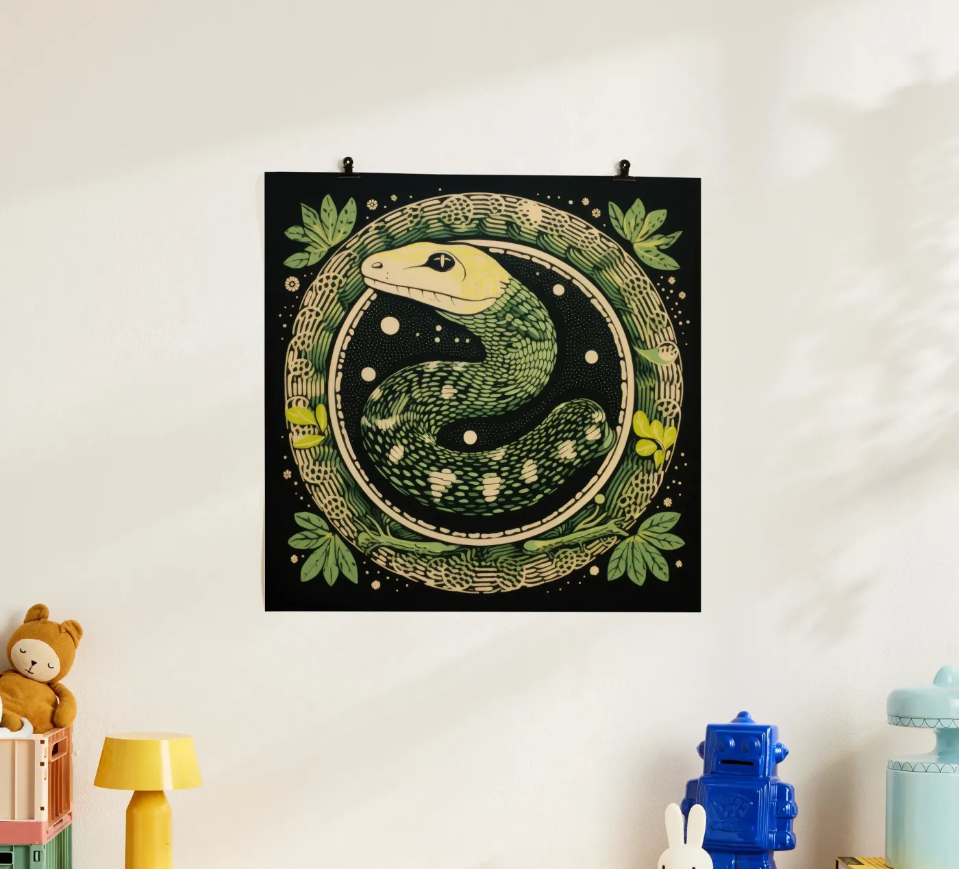 Green Python poster by Minimal Animal Art