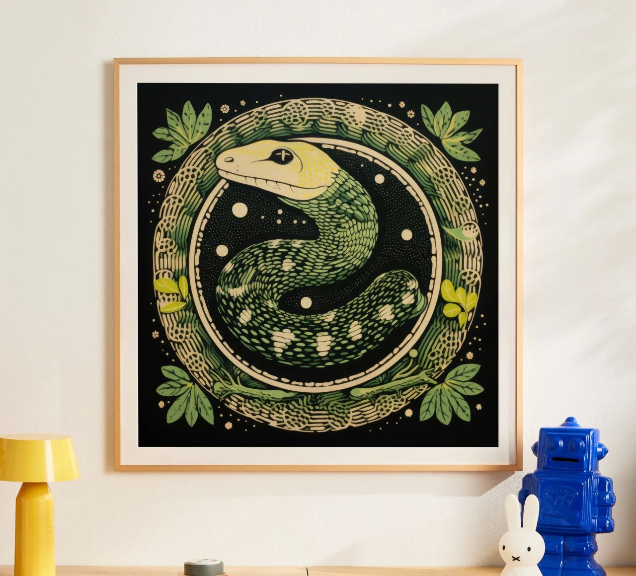 Grüne Python 1 Hahnemühle von Minimal Animal Art