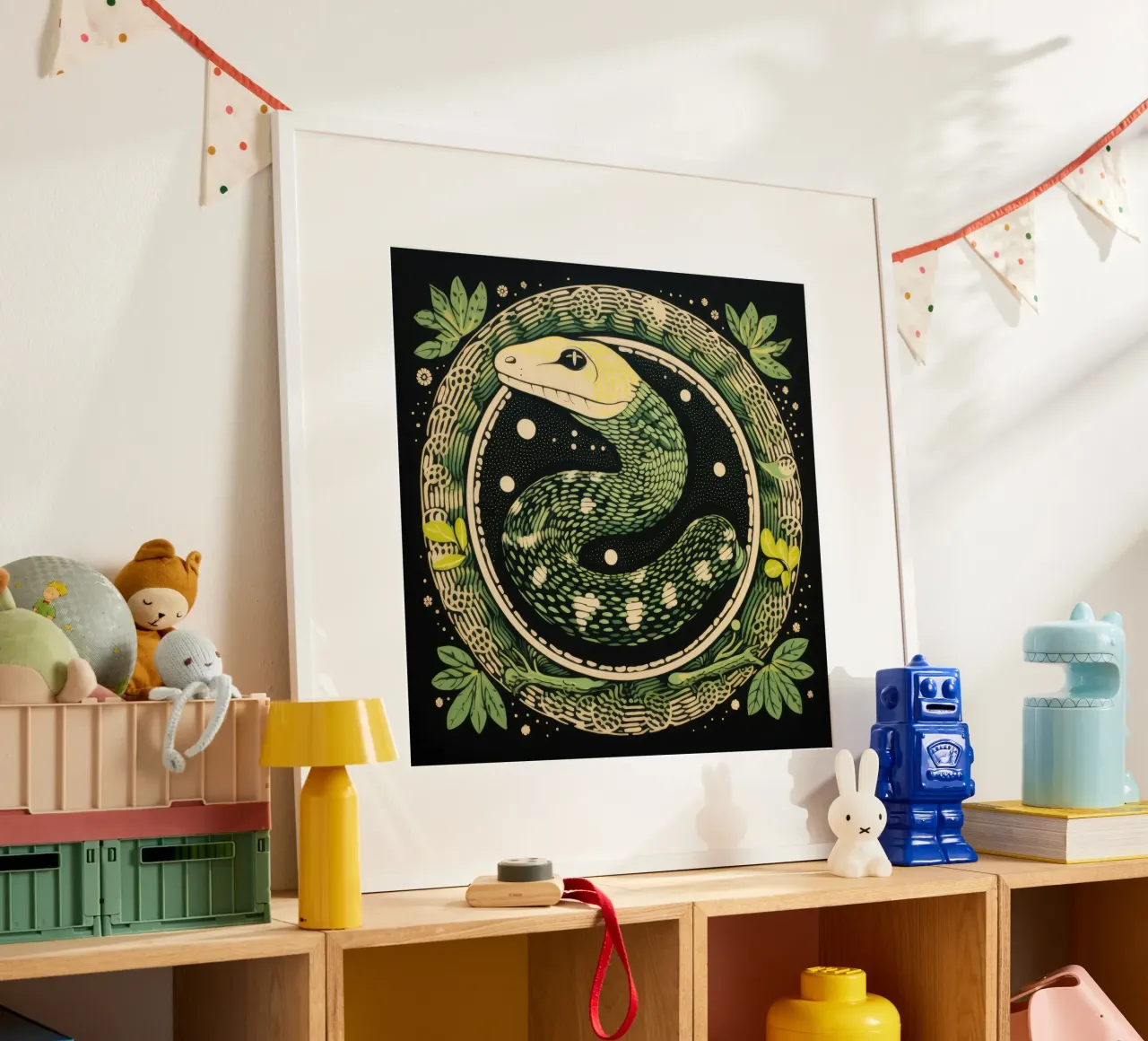 Grüne Python 1 Hahnemühle von Minimal Animal Art