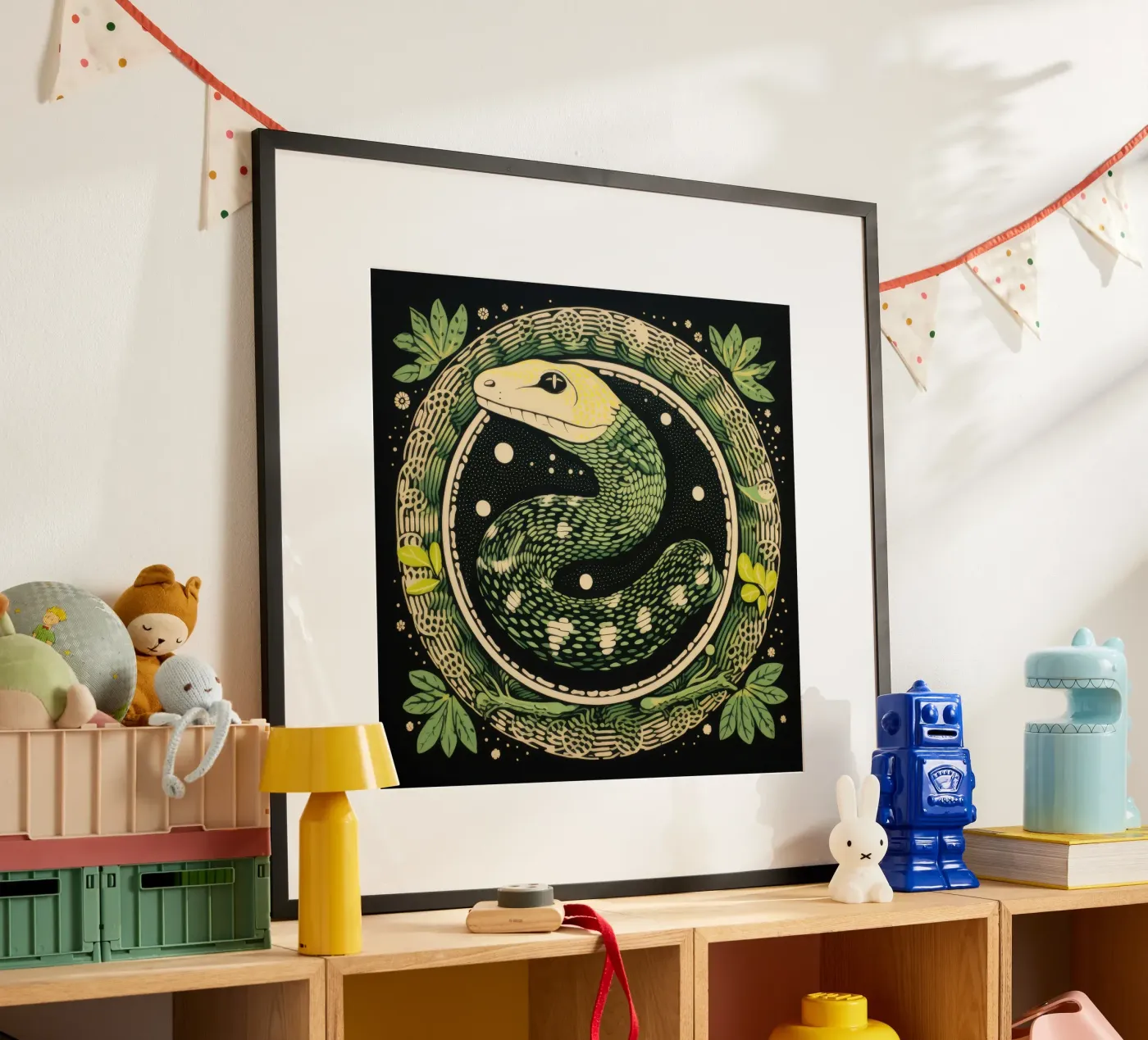 Green Python poster by Minimal Animal Art
