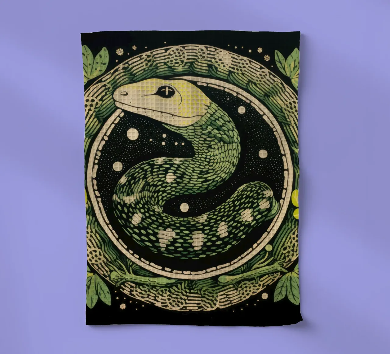 Python vert 1 torchon de Minimal Animal Art