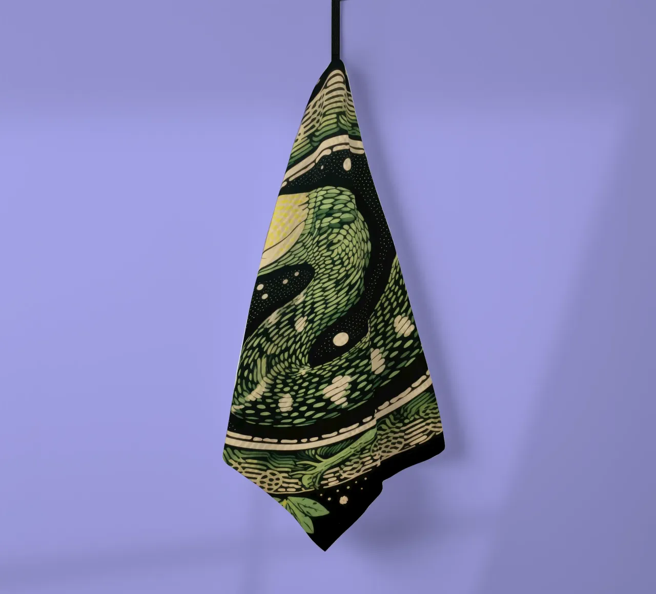 Green Python 1 tea towel by Minimal Animal Art
