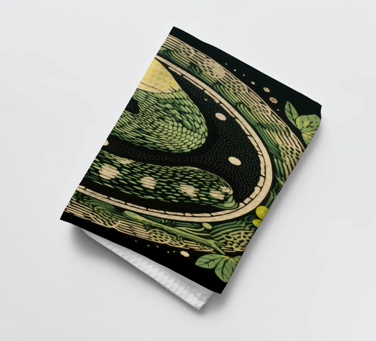 Python vert 1 torchon de Minimal Animal Art