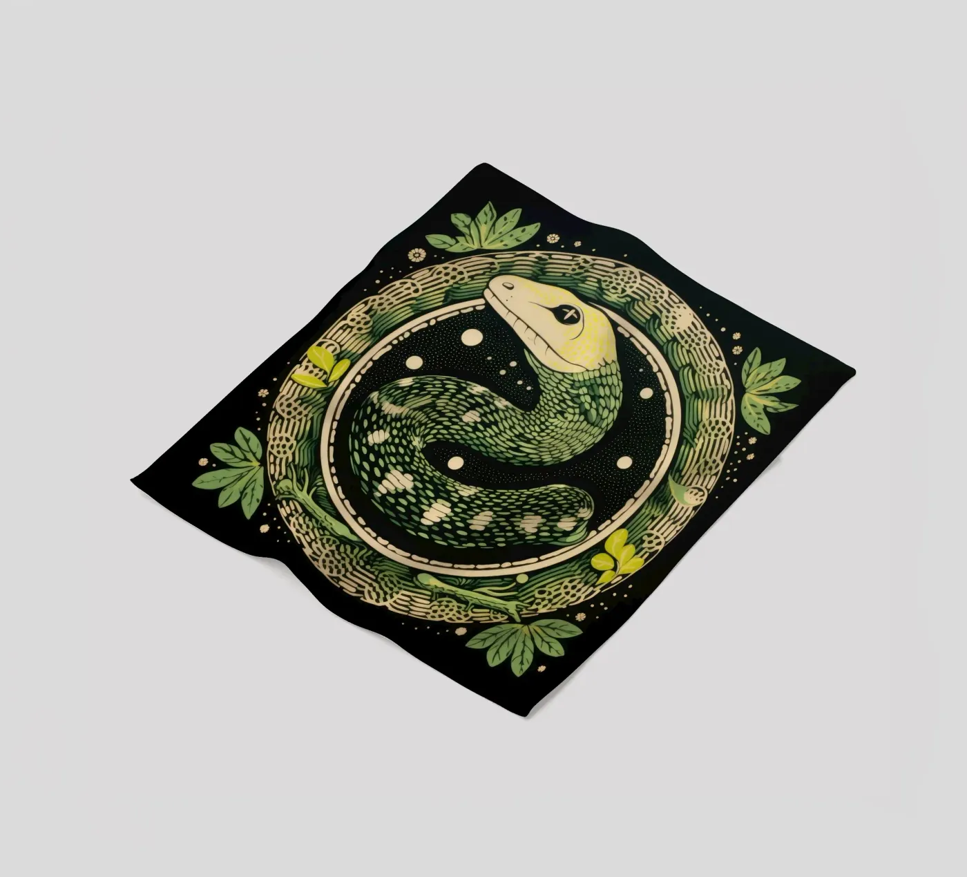 Green Python fleece blanket by Minimal Animal Art