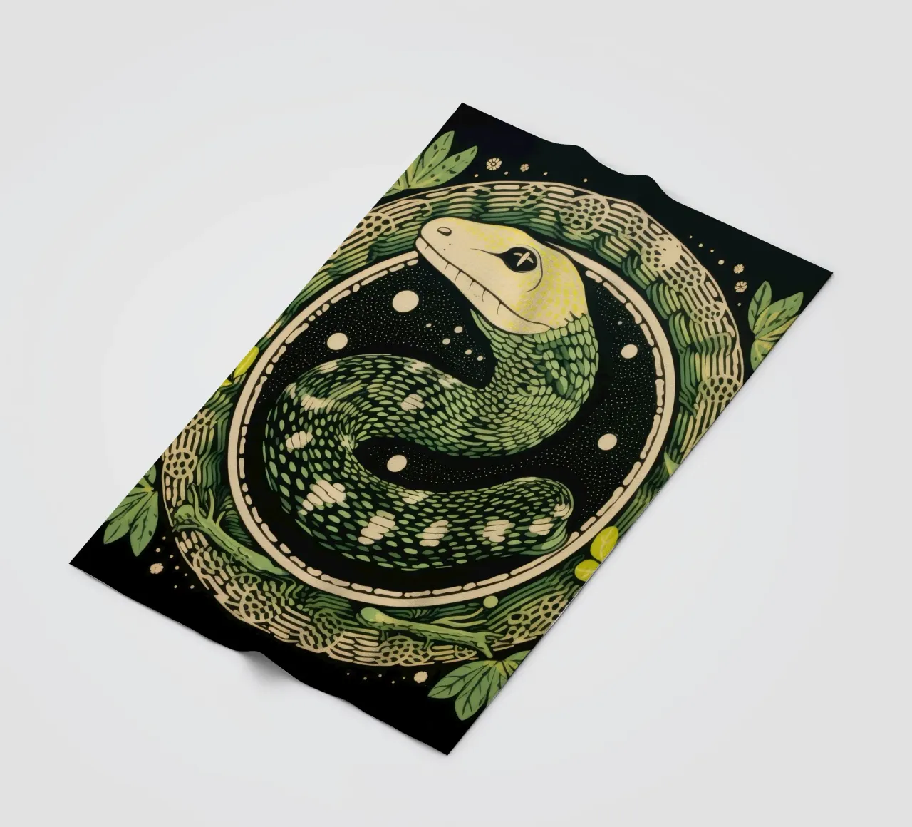 Pitone verde 1 coperta in pile da Minimal Animal Art
