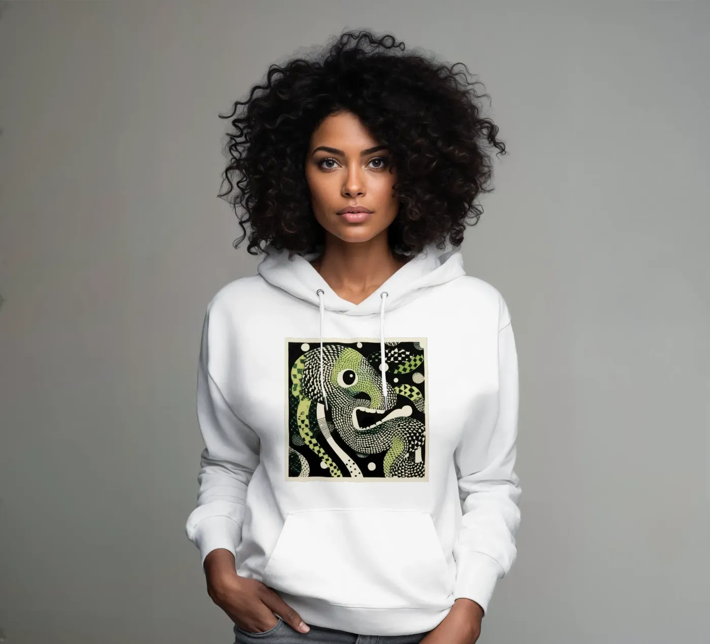 Green Python hoodie van Minimal Animal Art