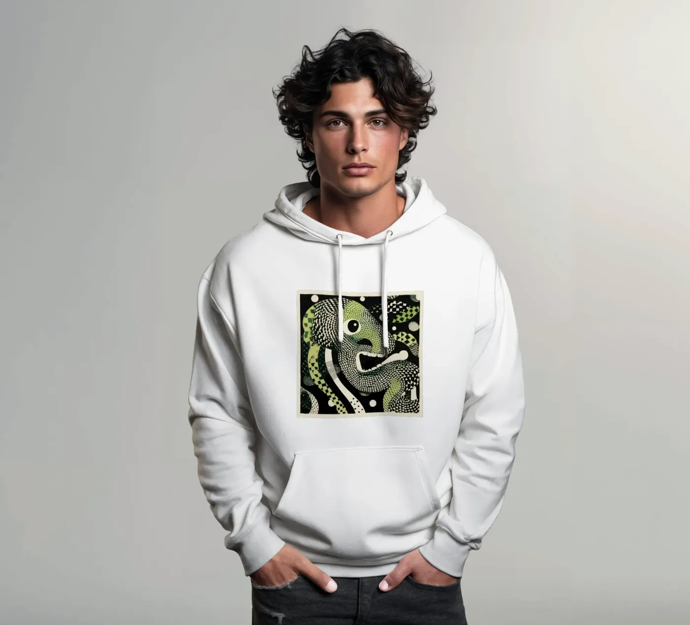 Green Python hoodie van Minimal Animal Art