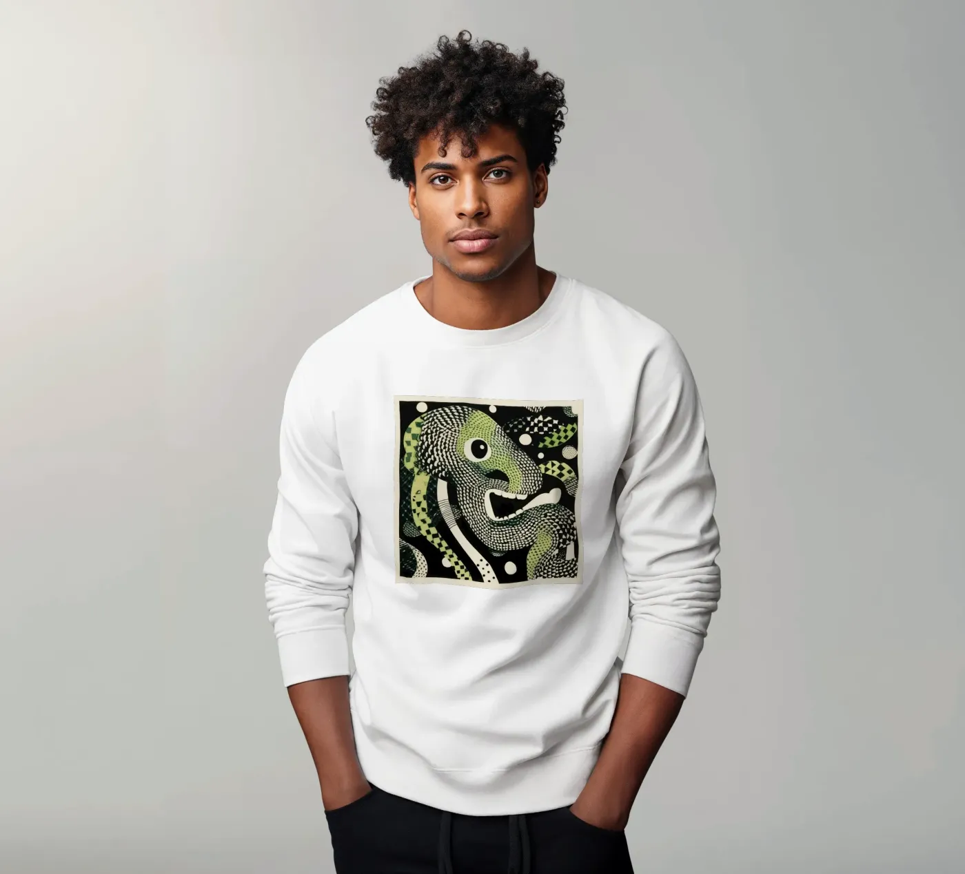 Green Python Sweatshirt von Minimal Animal Art