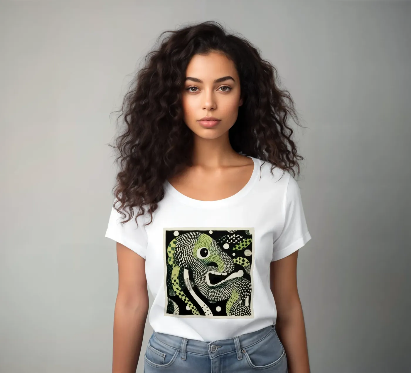Pitone verde t-shirt da donna da Minimal Animal Art